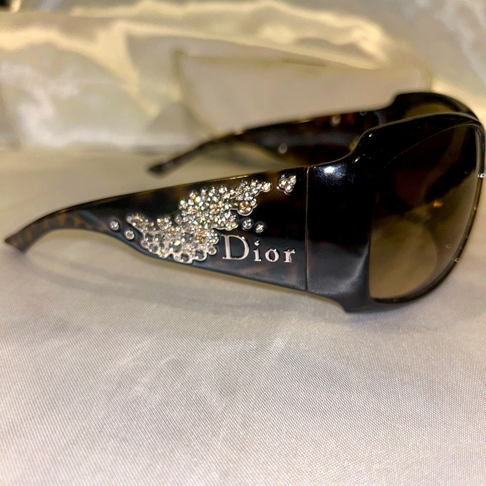 Authentic Christian Dior Strassy 1 Vintage Brown Tortoise Crystal PreOwned